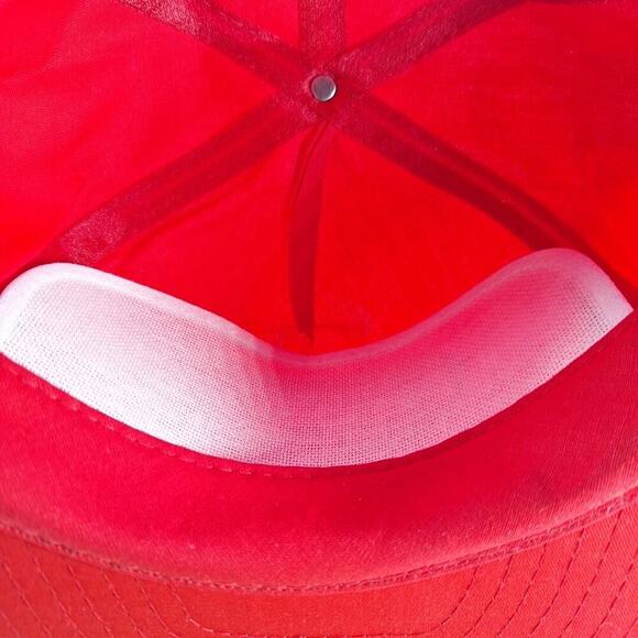 Vintage Larson The Storm Door Company Rope Hat Cap Red Zip-Back 90s - Picture 7 of 8